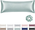 Vielit Satin Body Pillow Pillowcase 1pc,Silky Body Pillow Cover Similar to Silk Pillow Cases Soft Body Pillow Case 20x54 & Envelope Closure,Gift for Women Men Sage Green & 1 Satin Scunchie