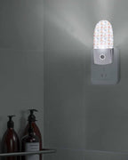 Night Light Plug into Wall, Spring Summer Floral Flowers Leaves Peach Yellow Light Blue Grey White Popsicle Shape Night Light LED Nightlight with Light Sensors for Kids Bedroom Hallway