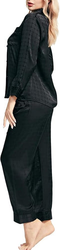 SIHA Satin Silk Pajamas for Women Pajama Set With Long Sleeve Button-Down Satin Pajamas Sleepwear XS-3XL