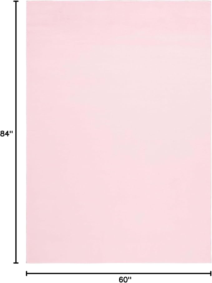 SAFAVIEH Washable Rug Faux Rabbit Fur Shag Collection - 5' x 7', Pink, Slip Resistant & Easy Cleaning, Ideal for Living Room, Bedroom, Kids Playroom, Nursery, Dining Space (FRF100U)