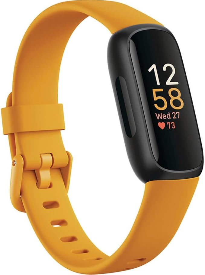 Fitbit Inspire 3 Health &-Fitness-Tracker with Stress Management, Workout Intensity, Sleep Tracking, 24/7 Heart Rate and more, Morning Glow/Black, One Size (S & L Bands Included)