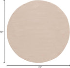 SAFAVIEH Washable Rug Faux Rabbit Fur Shag Collection - 6' Round, Beige, Slip Resistant & Easy Cleaning, Ideal for Living Room, Bedroom, Kids Playroom, Nursery, Dining Space (FRF976B)