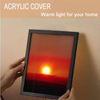 Creative Sunset Wall Lamp, Wall Decoration Art, Rechargeable Sunset Projection Lamp with Lift Control, Wall-Mounted Sunrise to Sunsets Atmosphere Light for Bedroom Living Room Party (8.6 x 10.6″)