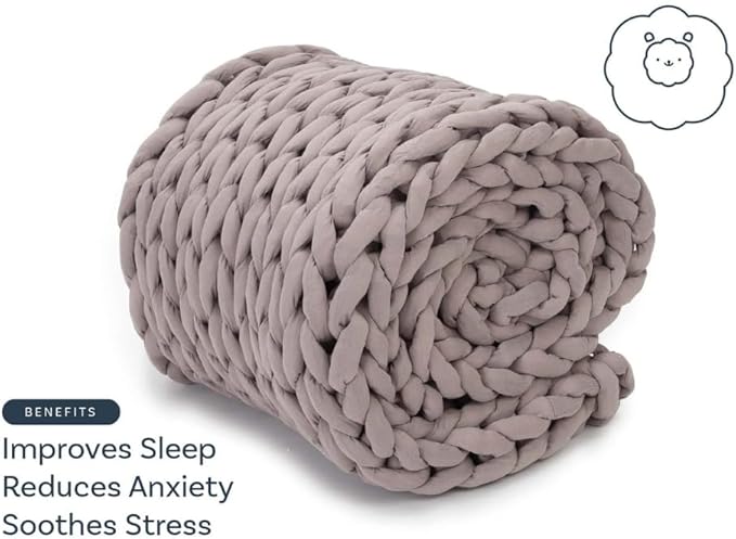 Nuzzie Original Knit Weighted Blanket - Breathable, Cooling, Hand Made Knit Throw Blanket for Sleep - Machine Washable, Stylish Decor Design (Dusty Rose, Full | 16lbs | 48"x72")