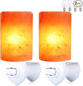 pursalt Himalayan Salt Lamp Plug in Night Light 2 Pack, 360 Degree Adjustable Wall Plug & Extra 4 Replacement Bulbs Bathroom Bedroom Night Light, Pink Crystal Rock Salt Hand Crafted Cylinder Size