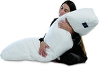 ACCURATEX Full Body Pillow for Adults - Hybrid Shredded Memory Foam Firm Body Pillow with Soft Fluffy Down Alternative Cotton Cover - Adjustable Loft Long Pillows for Sleeping
