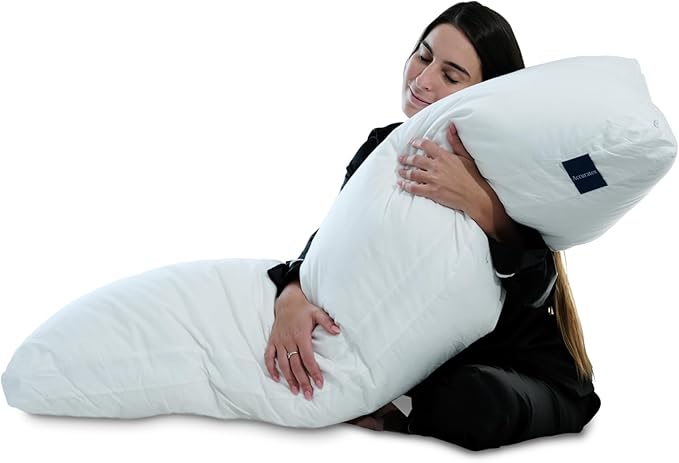 ACCURATEX Full Body Pillow for Adults - Hybrid Shredded Memory Foam Firm Body Pillow with Soft Fluffy Down Alternative Cotton Cover - Adjustable Loft Long Pillows for Sleeping