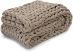 Nuzzie Original Knit Weighted Blanket- Breathable, Cooling, Hand Made Knit Throw Blanket for Sleep for Relaxation - Machine Washable, Stylish Design (Taupe, Throw | 12lbs | 44"x60")