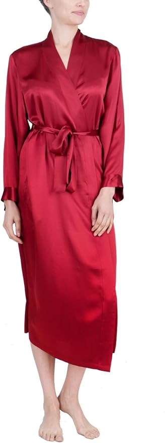 OSCAR ROSSA Women's Luxury Silk Sleepwear 100% Mulberry Silk Long Robe Kimono