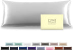 Silk Body Pillowcase Mulberry Silk Pillowcase Body Pillow Cases with Zipper Soft Breathable Smooth Cooling 20x54 inches Body Pillow Pillowcase for Sleep (Silver Grey,20"X 54",1Pcs)