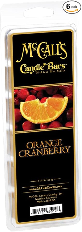 McCall’s Candles | Orange Cranberry | Scented Wax Melt | Bright Citrus & Spiced Cranberry Undertones | 6-Piece Break-Apart Bar | 12–24 Hours Per Wedge | Poured in the USA | 5.5 oz