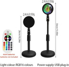 Sunset Lamp Projector with Remote Control Adjustable 16 Color 180 Degree Rotating Sunlight 4 Lighting Modes USB Rechargeable LED Night Light Ideal for Bedroom Living Room Selfie Party and Photography