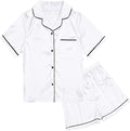 QPANCY Kids Satin Pajamas Sets Baby Boy Girl Button-Down Silk Sleepwear 2 Piece Short Sleeve Loungewear Clothes Set
