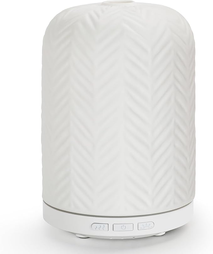 Onaboviva Essential Oil Diffuser - 2.4MHz Ultrasonic Ceramic Diffuser for Home, 120ml, Pulse&Continuous Mist, Bright/Dim/Breathing Lighting, Waterless Auto-Off, Aromatherapy Diffuser with USB Cable