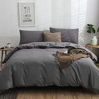 CLOTHKNOW Grey Full Size Comforter Set Dark Gray Bedding Comforter Sets Soft Men Boys Comforter with 2 x Pillow Cases