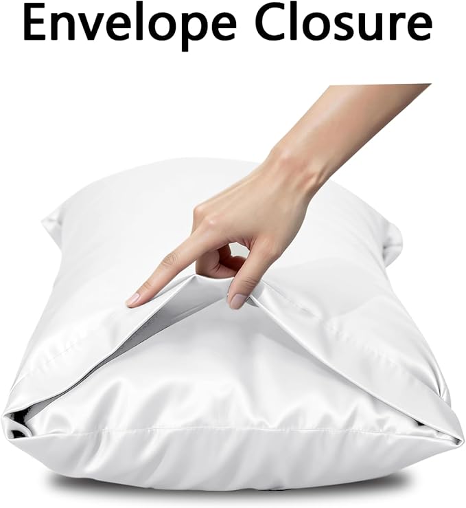 Vielit Satin Body Pillow Pillowcase 1pc,Silky Body Pillow Cover Similar to Silk Pillow Cases Soft Body Pillow Case 20x54 & Envelope Closure,Gift for Women Men White & 1 Satin Scunchie