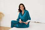 U2SKIIN Women Silk Pajamas Set, Long Sleeve Satin Pajamas for Women Sleepwear Button Down Pjs Set Two-piece