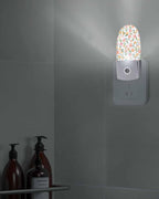 Watercolor Peaches Green Leaves Night Light Plug into Wall, Spring Botanical Plant Popsicle Shape Night Light Nightlight with Light Sensors for Kids Bedroom Hallway