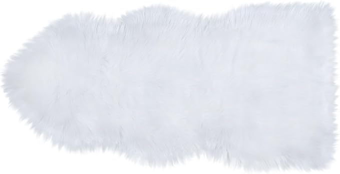 STP GOODS Faux Sheepskin Fur Rug, Fluffy Sheepskin Bedside Rugs, Bedside Rugs (White Rug (60 х 130 cm))