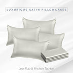 Elegant Comfort 6-Pack Cooling Viscose Satin Pillowcase Set with Hidden Zipper Closure, Silky Smooth for Hair and Skin Care-Beautiful Gift Box-6-Piece Satin Pillowcase Set, Standard/Queen, Light Jade