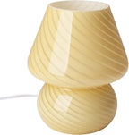 BSOD Glass Mushroom Bedside Table Lamp, Yellow Translucent Murano Vintage Style Striped Small Nightstand Desklamp Swirl Light for Home Decor, Dining, Living, Bedroom, Gift (Stripe Yellow)