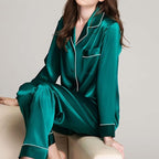 SIHA Satin Silk Pajamas for Women Pajama Set With Long Sleeve Button-Down Satin Pajamas Sleepwear XS-3XL