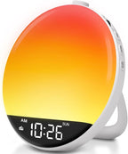 DreamSky Sunrise Alarm Clock Radio for Bedroom - Wake up Light Alarm Clock for Kids Heavy Sleepers Adults, Digital FM Radio with Bluetooth Speaker, Volume Control, Dimmable RGB Night Light, Timer