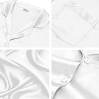 SWOMOG Long Sleeve Pajamas Set Silk Satin Sleepwear Button Down Pjs Loungewear with Pocket