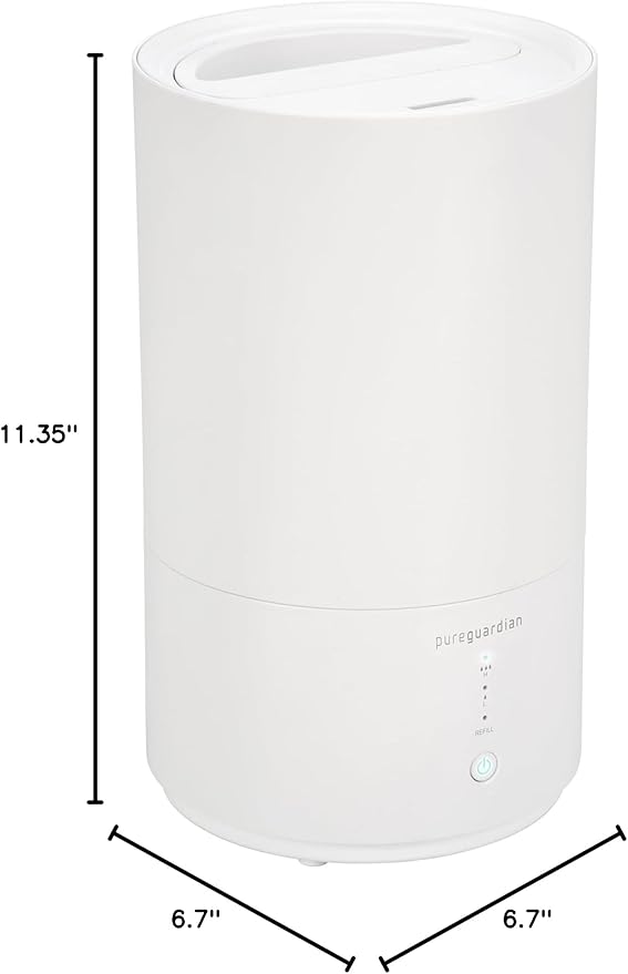 PureGuardian 30-Hour 0.80 Gal. Top Fill Cool Mist Ultrasonic Humidifier for Home with Aromatherapy Tray, Covers 320 Sq. Ft, White, H950AR (Pack of 2)