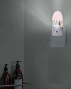 Night Light Plug into Wall, Winter Christmas Pine Trees Snowflakes Abstract Sage Green Black Blue White Peach Popsicle Shape Night Light LED Nightlight with Light Sensors for Kids Bedroom Hallway