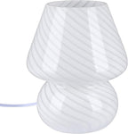 BSOD Mushroom Lamp,Glass Table Bedside Lamps Translucent Murano Vintage Style Striped Small Night Mushroom Decor Light Swirl for Ambient,Kids,Bedroom,Living,Girl Gift (Stripe White)