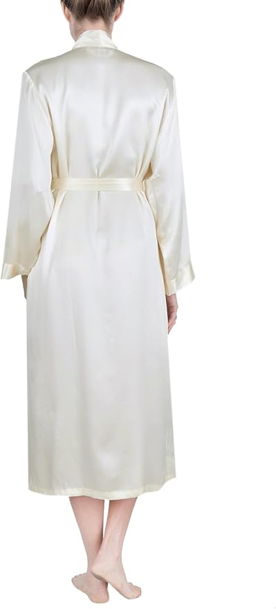 OSCAR ROSSA Women's Luxury Silk Sleepwear 100% Mulberry Silk Long Robe Kimono
