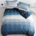 CLOTHKNOW Blue White Full Size Comforter Set 3Pcs Blue Gradient Bedding Sets Soft All Season Comforters with 2 x Pillow Cases