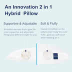 ACCURATEX Pillows Queen Size Set of 2, Hybrid Shredded Memory Foam Pillow[Adjustable Loft], Fluffy Down Alternative Fill Removable Cotton Cover, Firm Supportive Pillow for Side Back Sleepers