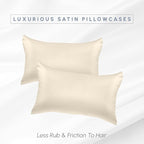 Elegant Comfort 2-Pack Cooling Viscose Satin Pillowcase Set with Hidden Zipper Closure, Silky Smooth for Best Hair and Skin Care-Beautiful Gift Box-2-Piece Satin Pillowcase Set, King, Cream