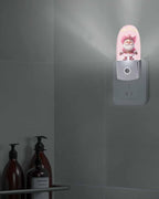 Night Light Plug into Wall, Winter Xmas Peach Western Cowboy Santa Claus Snowflake Texture Vintage Popsicle Shape Night Light LED Nightlight with Light Sensors for Kids Bedroom Hallway