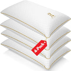 Royal Therapy King Size Set of 4- Shredded Memory Foam Pillow–Adjustable Memory Foam Pillow for Sleeping, Firm Pillow for Neck & Shoulder Support, Breathable Bed Pillow for Back Stomach Side Sleepers