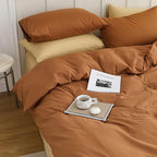 CLOTHKNOW Brown King Size Comforter Set Pumpkin Bedding Sets Soft Caramel Comforter Burnt Orange Comforters with 2 x Pillow Cases