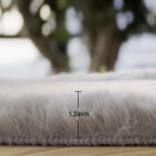 ORINOVA Grey Round Rug 3ft Machine Washable Shaggy Area Rugs for Living Room Faux Bunny Fluffy Fur Rug for Bedroom Small Circle Nursery Rug