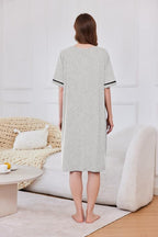 Ekouaer Women Zipper Robe Short Sleeve Duster Housecoat Short Bathrobes Zip Front Nightgown with Pockets S-3XL