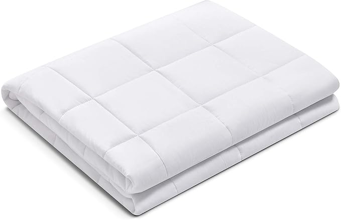TONGDADA California King Size Weighted Blanket | 90''x108'',20lbs | Perfect for Couples | Premium Cotton Material with Glass Beads | White