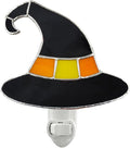CHEZBABY Stained Glass Night Light Plug into Wall Lamp Decorative Accent Nightlight for Hallway Bedroom Bathroom Kitchen Home Halloween Décor(Witch Hat Yellow)