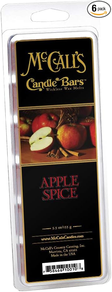 McCall’s Candles | Apple Spice | Scented Wax Melt | Warm Baked Apple, Nutmeg & Cinnamon | 6-Piece Break-Apart Bar | 12–24 Hours Per Wedge | Poured in the USA | 5.5 oz