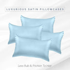 Elegant Comfort 4-Pack King Satin Pillowcase Set with Hidden Zipper Closure, Silky Smooth for Best Hair and Skin Care, Baby Blue