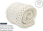Nuzzie Original Knit Weighted Blanket - Breathable, Cooling, Hand Made Knit Throw Blanket for Sleep - Machine Washable, Stylish Decor Design (Cream, Throw | 12lbs | 44"x60")