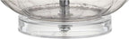 JONATHAN Y 28.5" Smoke Gray Glass Teardrop LED Table Lamp Set of 2 for Living Room Bedroom Nightstand, White Linen Shade Modern Transitional Bedside Desk Lamp (JYL1079D-SET2)