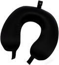 ROSEWARD 100% Mulberry Silk Travel Neck Pillow for Sleeping 22 Momme Silk Airplane Travel Pillow for Pain Relief Sleeping, Plane Neck Support Pillow, Anti Wrinkle, Made in USA (Black)
