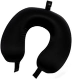 ROSEWARD 100% Mulberry Silk Travel Neck Pillow for Sleeping 22 Momme Silk Airplane Travel Pillow for Pain Relief Sleeping, Plane Neck Support Pillow, Anti Wrinkle, Made in USA (Black)