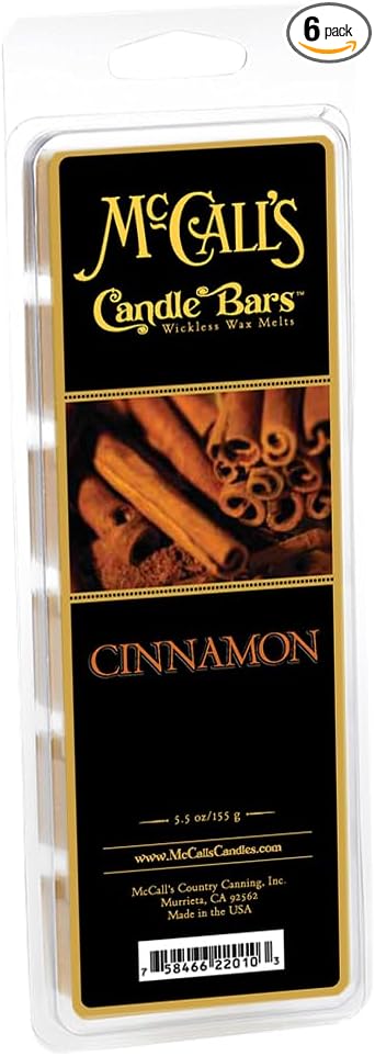 McCall’s Candles | Cinnamon | Scented Wax Melt | Bold Cinnamon Stick, Spice & Warmth | 6-Piece Break-Apart Bar | 12–24 Hours Per Wedge | Poured in the USA | 5.5 oz
