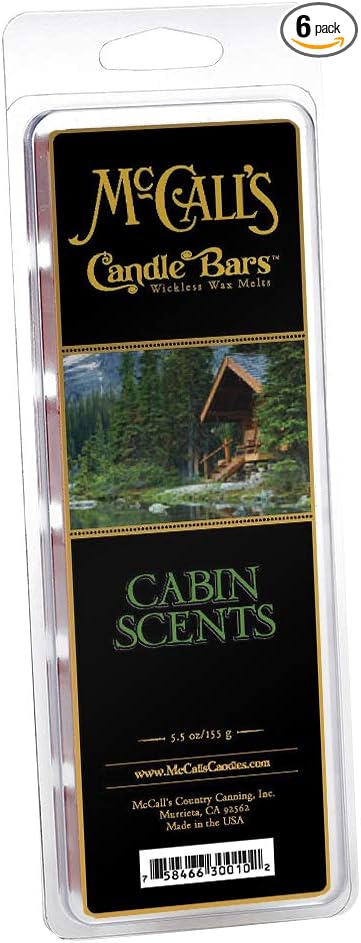 McCall’s Candles | Cabin Scents | Scented Wax Melt | Spiced Pine, Evergreen & Rustic Woods | 6-Piece Break-Apart Bar | 12–24 Hours Per Wedge | Poured in the USA | 5.5 oz